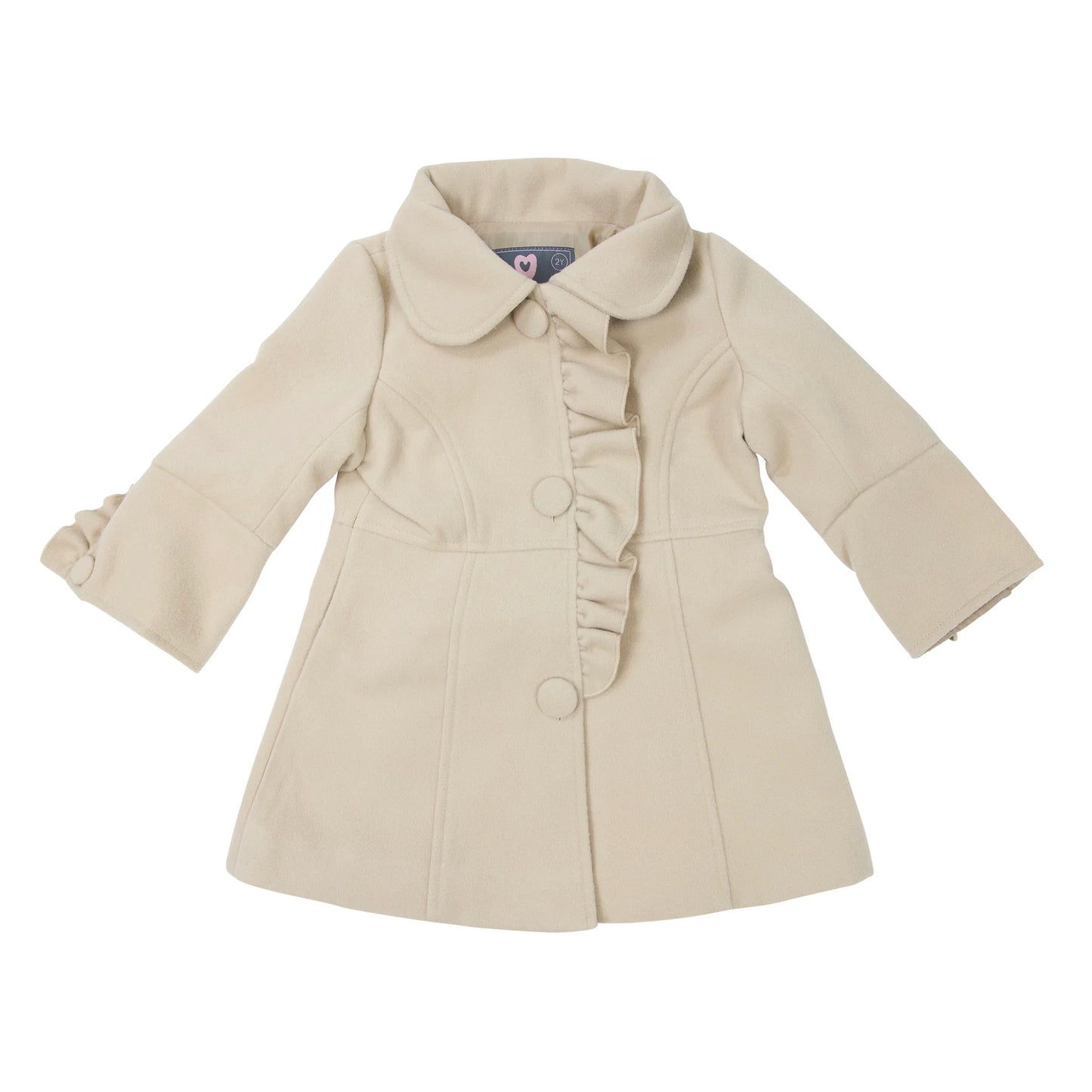 FRILLED COLLARED OVERCOAT - BEIGE