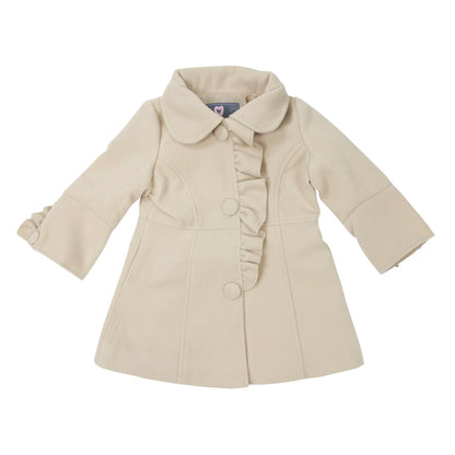 FRILLED COLLARED OVERCOAT - BEIGE