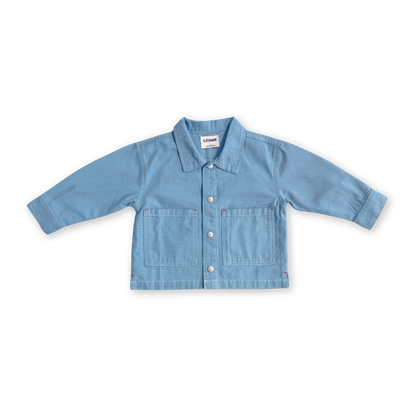 ORGANIC CANVAS UTILITY SHIRT JACKET - DUCK EGG