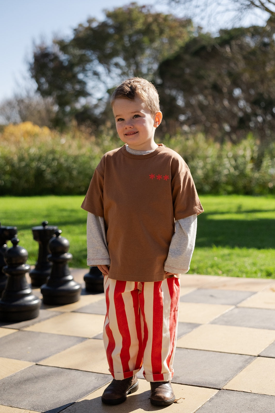ORGANIC EVERYDAY STRIPE PANT - SAUCE