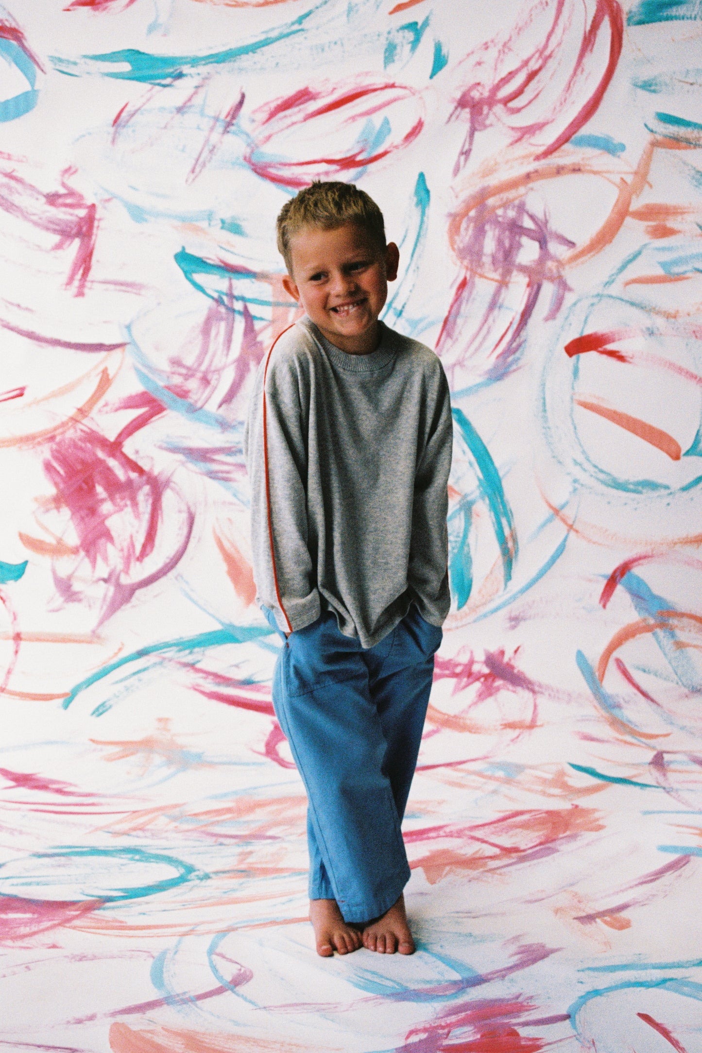 ORGANIC SEAM LONG SLEEVE KNIT TEE - GREY