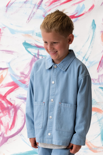 ORGANIC CANVAS UTILITY SHIRT JACKET - DUCK EGG