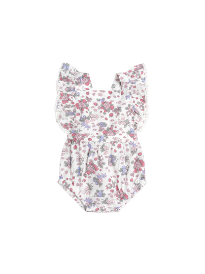 STRAWBERRY GARDEN PLAYSUIT - CREAM