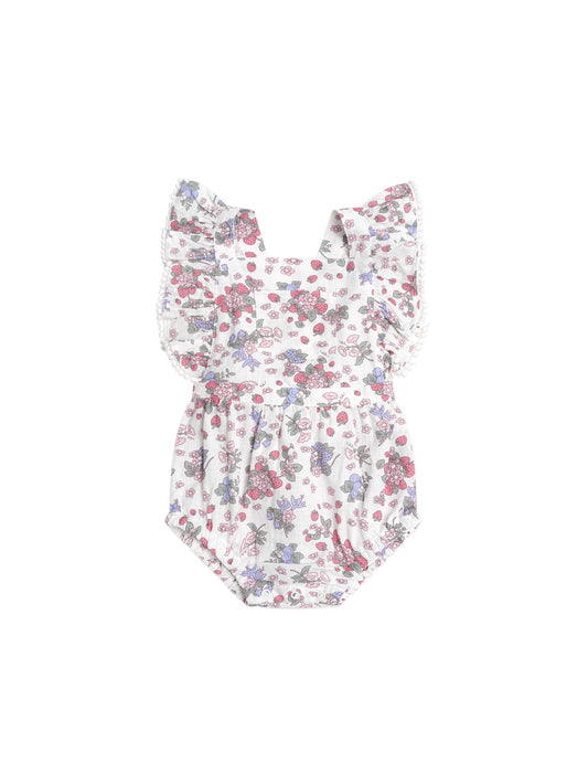 STRAWBERRY GARDEN PLAYSUIT - CREAM