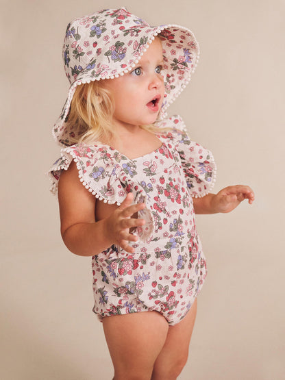 STRAWBERRY GARDEN PLAYSUIT - CREAM
