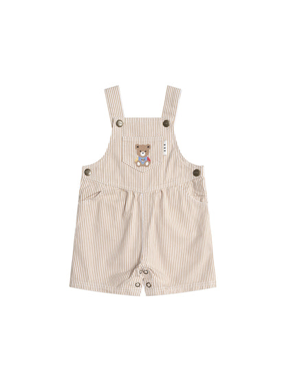 SANDBOX STRIPE SHORT OVERALLS - SAND ALMOND MILK