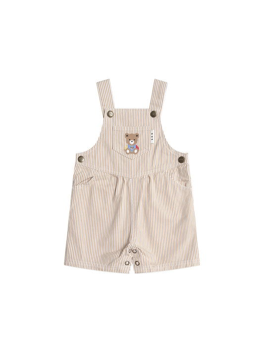 SANDBOX STRIPE SHORT OVERALLS - SAND ALMOND MILK