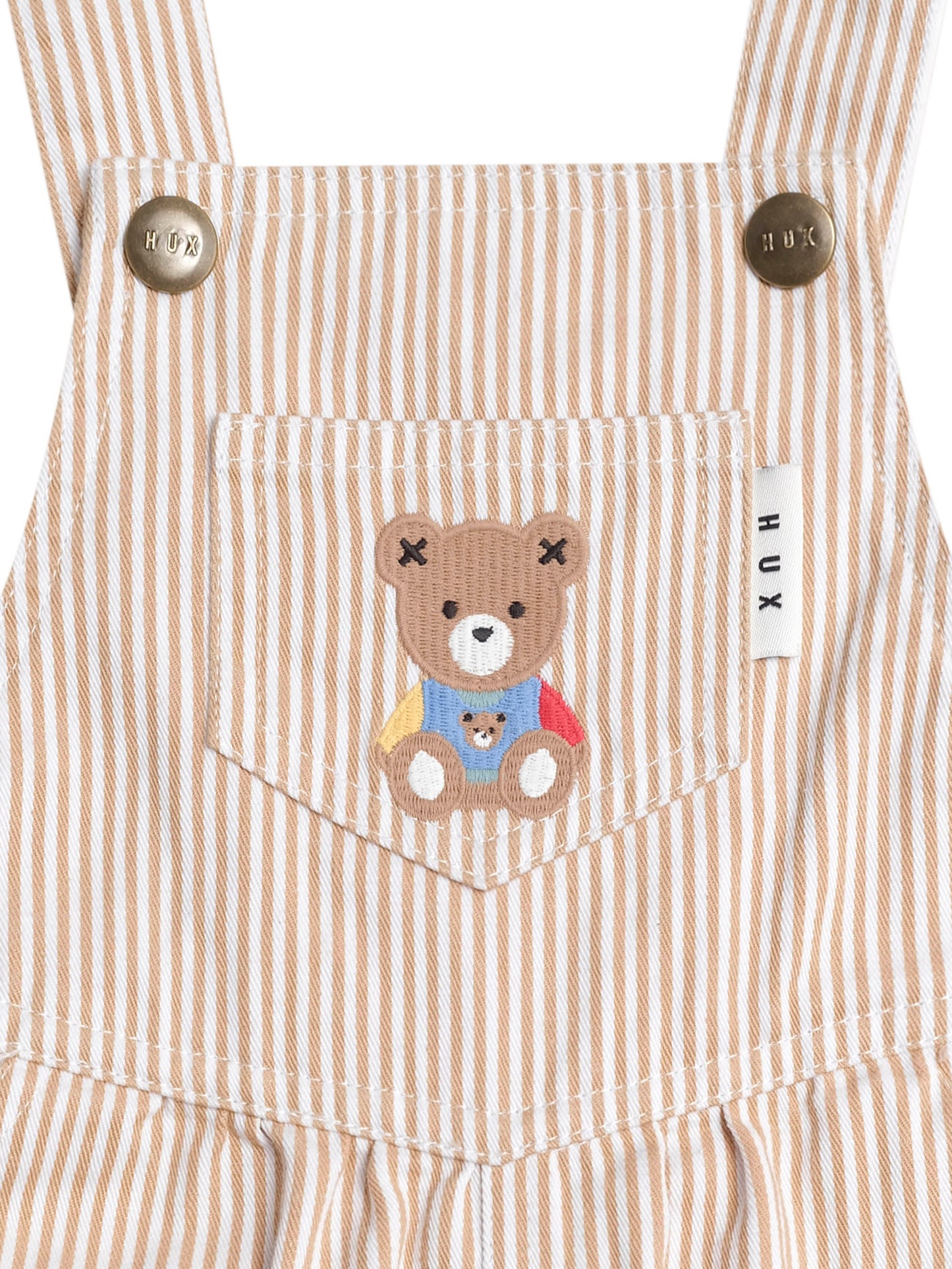 SANDBOX STRIPE SHORT OVERALLS - SAND ALMOND MILK