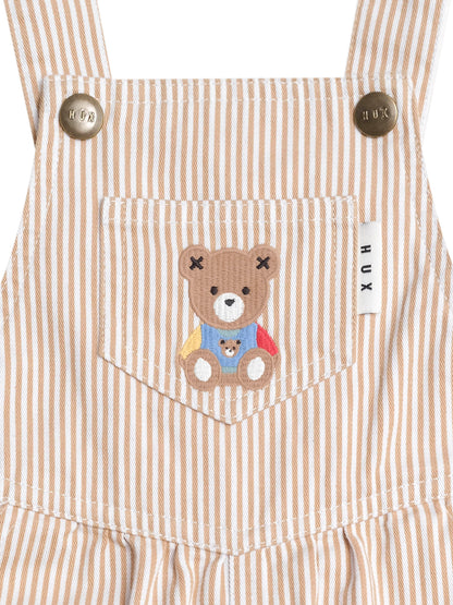 SANDBOX STRIPE SHORT OVERALLS - SAND ALMOND MILK