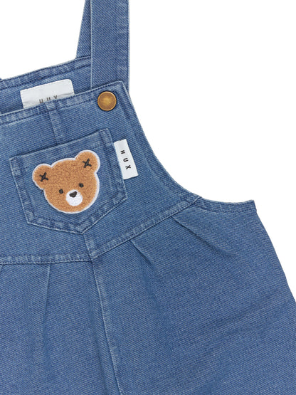 HUXBEAR KNIT DENIM OVERALLS - DENIM BLUE