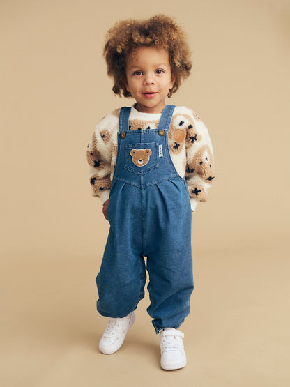 HUXBEAR KNIT DENIM OVERALLS - DENIM BLUE