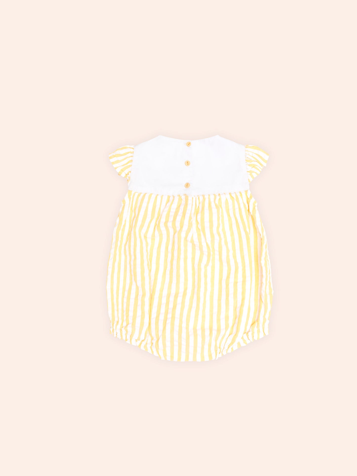 FLOWER FIELD STRIPE PLAYSUIT - GOLDEN ALMOND MILK