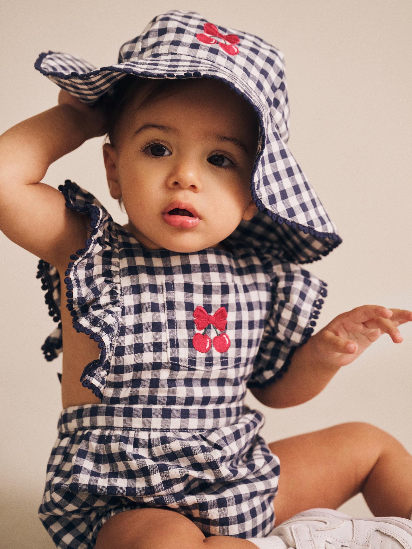 FRILLY PLAYSUIT - CHERRY PIE CHECK