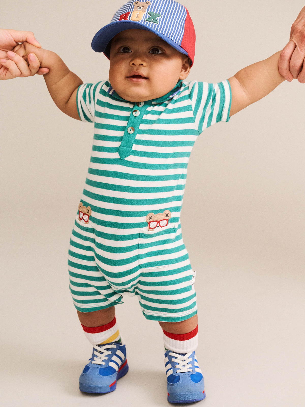 GREEN STRIPE VACAY HUX ROMPER