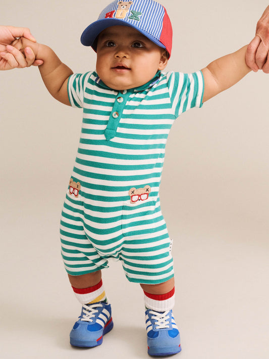 GREEN STRIPE VACAY HUX ROMPER