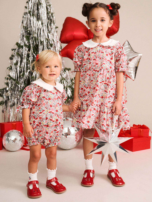 FESTIVE FLORAL FRILL COLLAR BUBBLE ROMPER