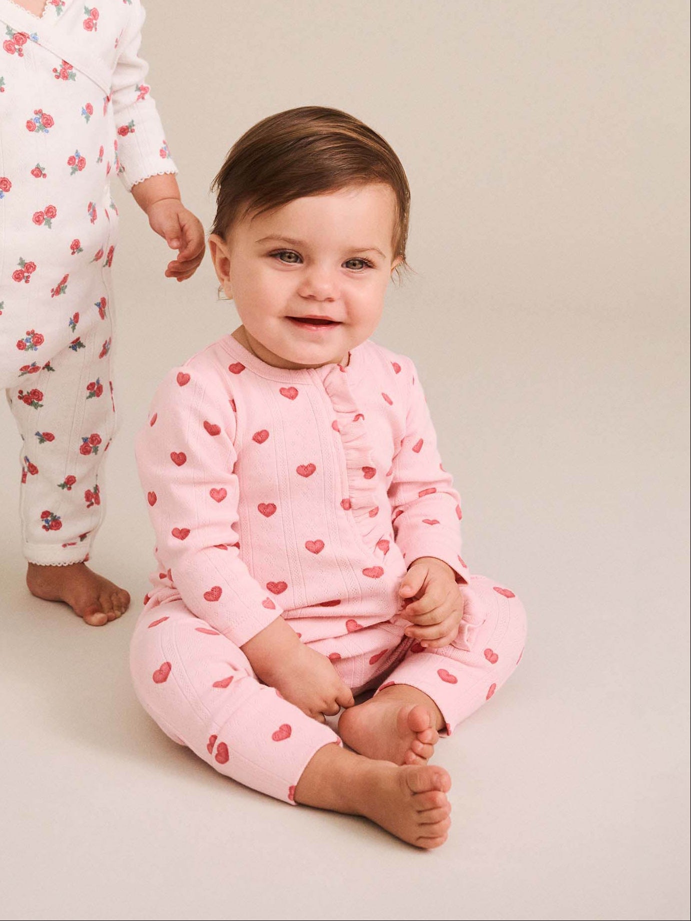 I HEART YOU POINTELLE FRILL ZIP ROMPER - BABY PINK