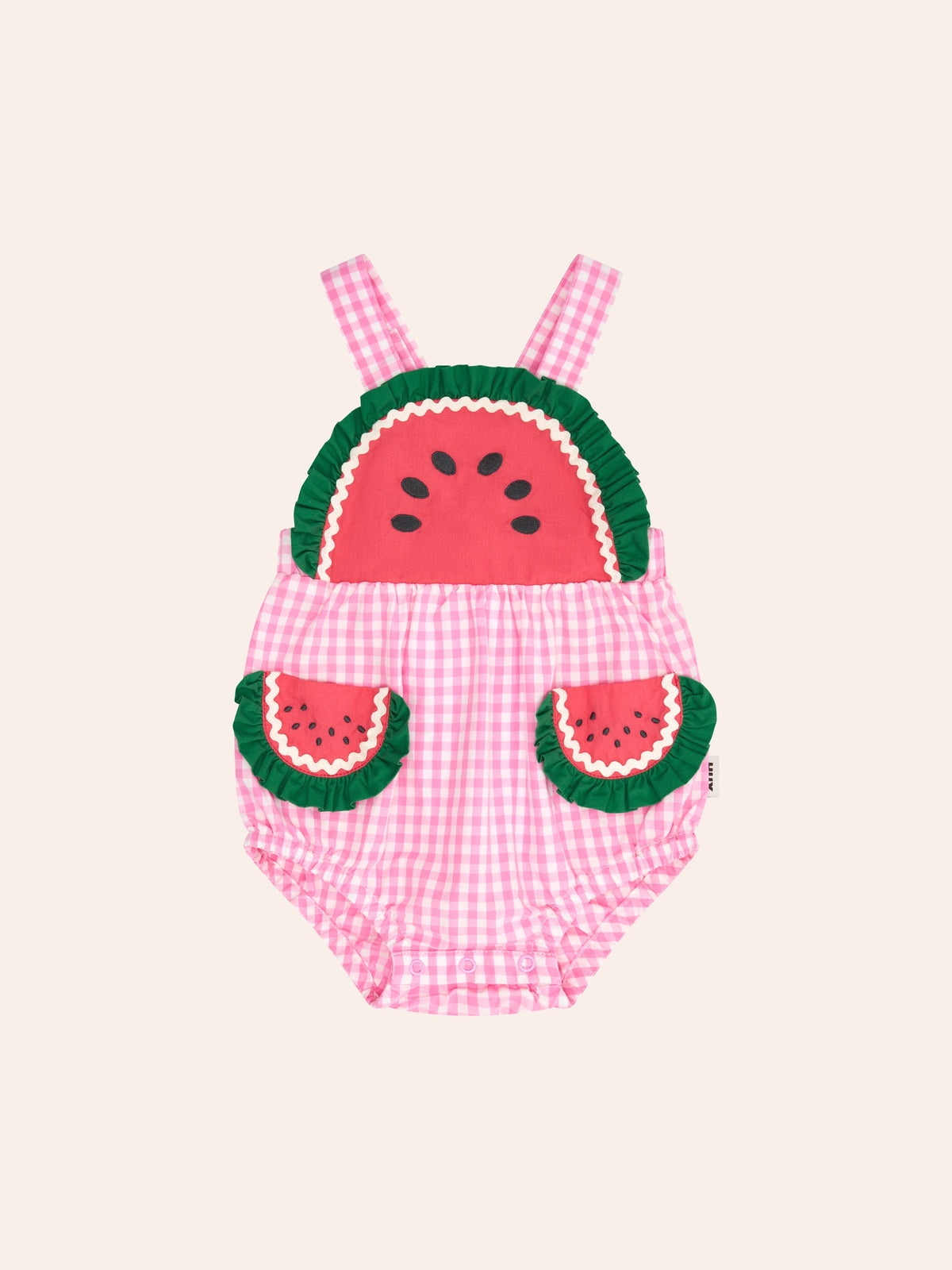 ONE-IN-A-MELON CHECK ROMPER - SHERBET