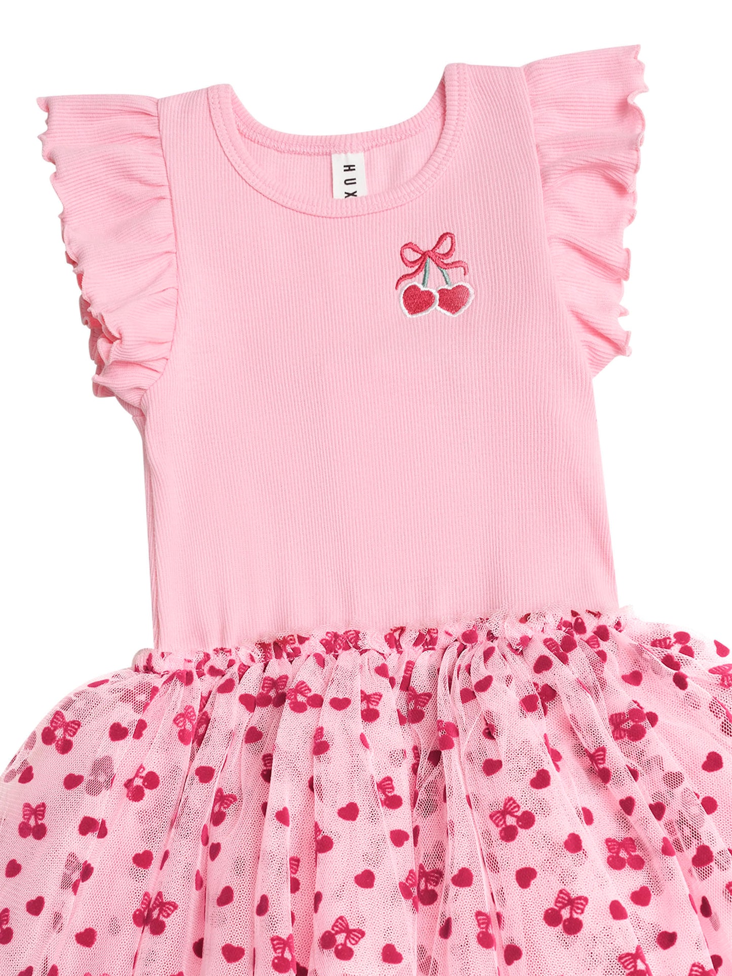 CHERRY PIE RIB TULLE DRESS - APRICOT