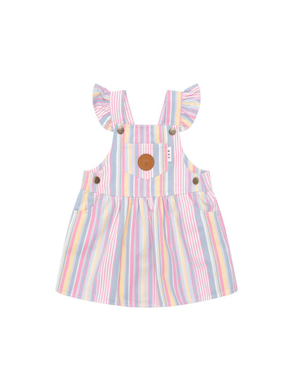 RAINBOW STRIPE PINAFORE  - RAINBOW