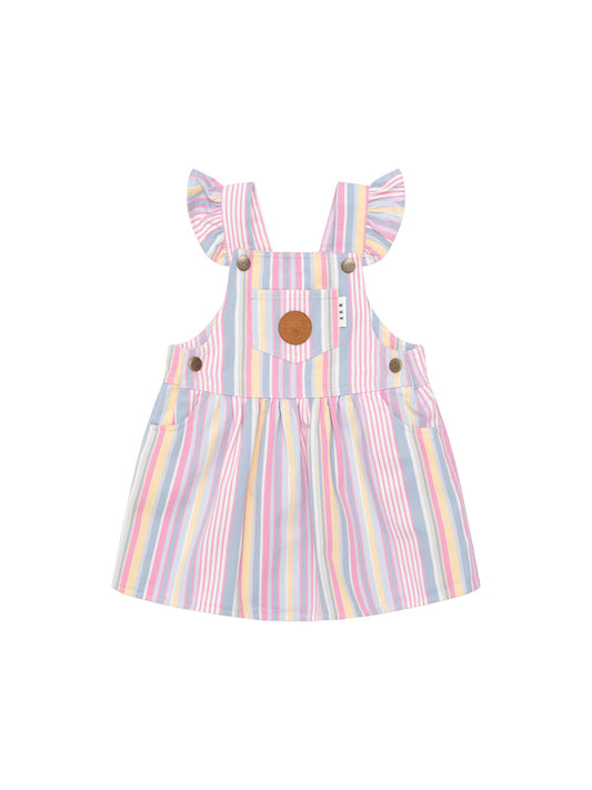 RAINBOW STRIPE PINAFORE  - RAINBOW