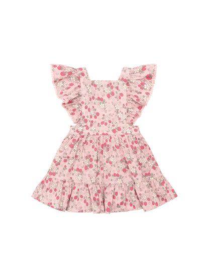 VINTAGE STRAWBERRY RUFFLE DRESS - BLUSH