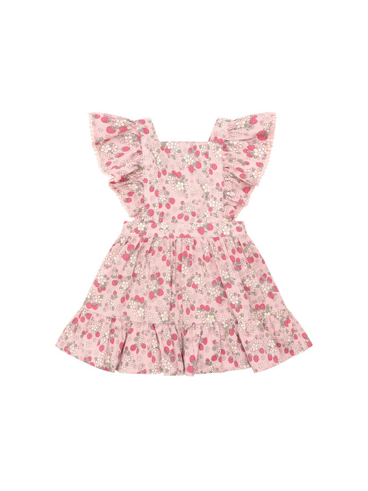 VINTAGE STRAWBERRY RUFFLE DRESS - BLUSH