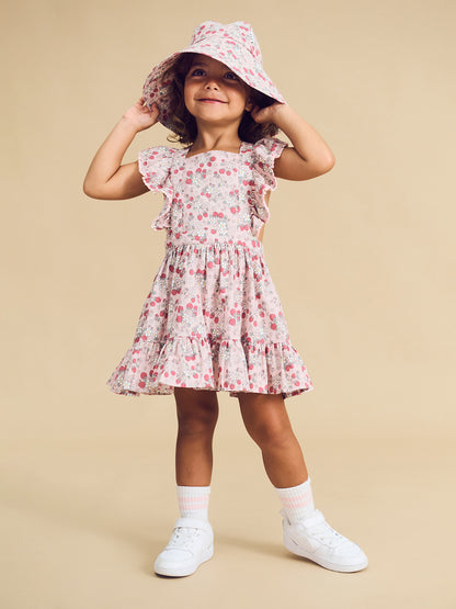 VINTAGE STRAWBERRY RUFFLE DRESS - BLUSH