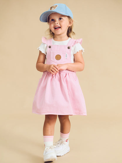 RAINBOW STRIPE PINAFORE  - RAINBOW