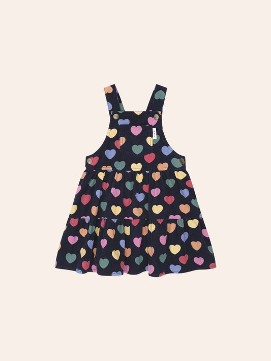 MULTI HEARTS CORD PINAFORE - NAVY