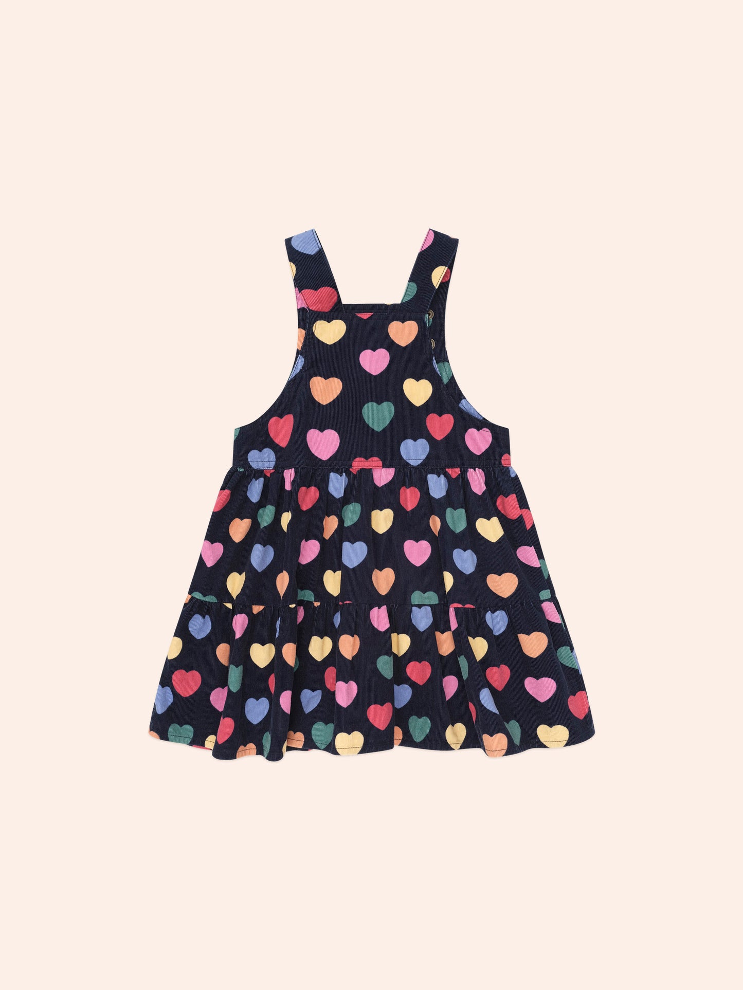 MULTI HEARTS CORD PINAFORE - NAVY