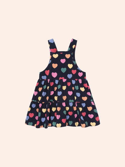MULTI HEARTS CORD PINAFORE - NAVY