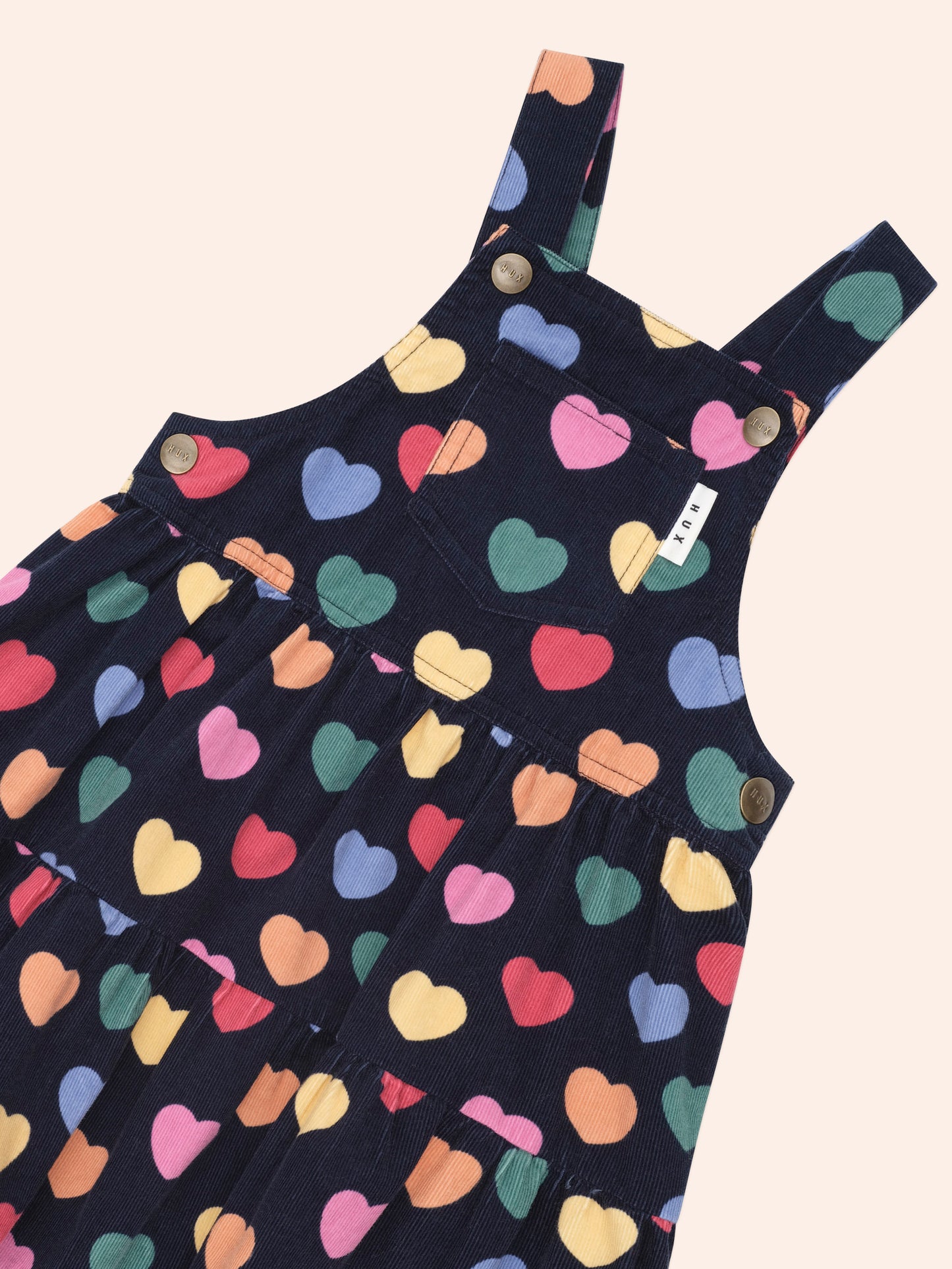MULTI HEARTS CORD PINAFORE - NAVY