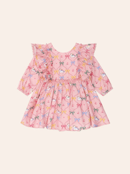 UNICORN BOW DRESS - DUSTY PINK
