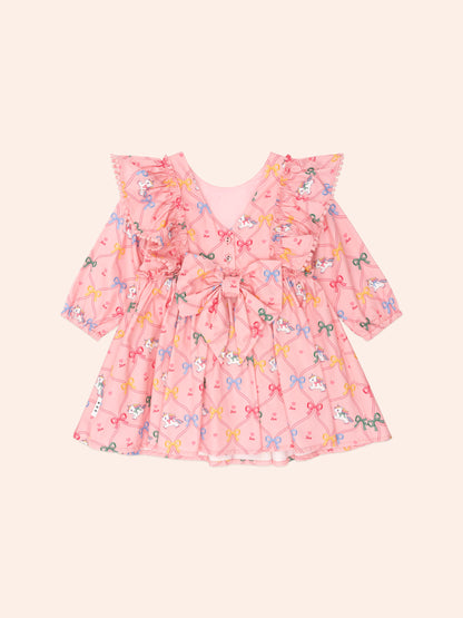 UNICORN BOW DRESS - DUSTY PINK