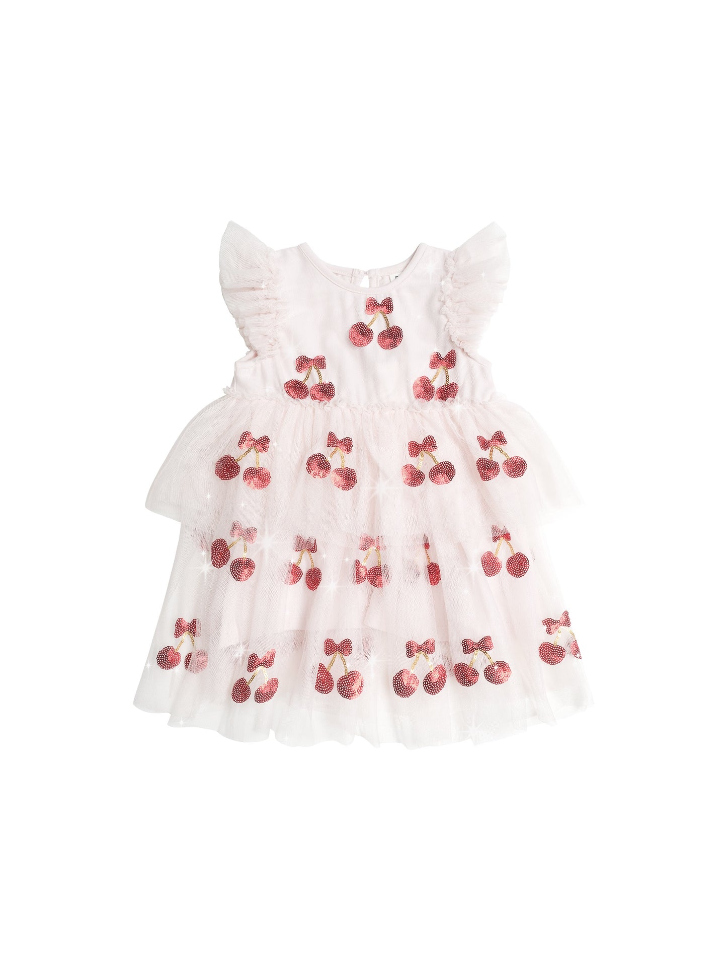 SEQUIN CHERRY PIE TULLE DRESS - PARCHMENT CHERRY