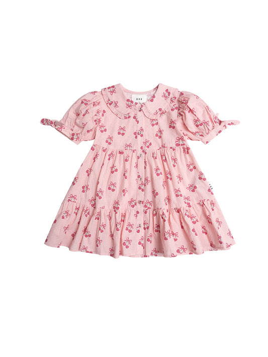 CHERRY PIE TIERED SMOCK DRESS - APRICOT