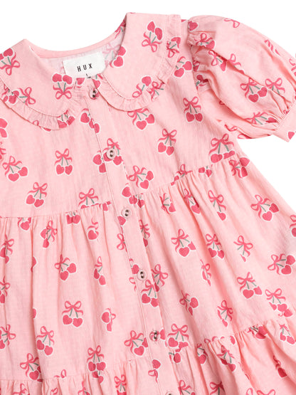 CHERRY PIE TIERED SMOCK DRESS - APRICOT
