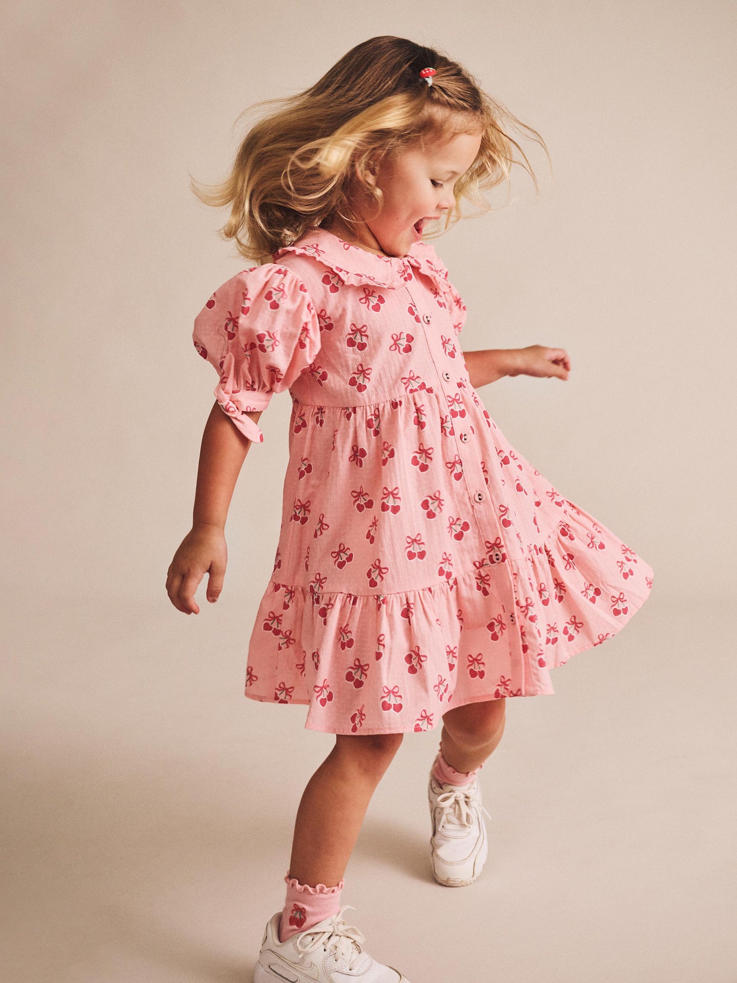 CHERRY PIE TIERED SMOCK DRESS - APRICOT