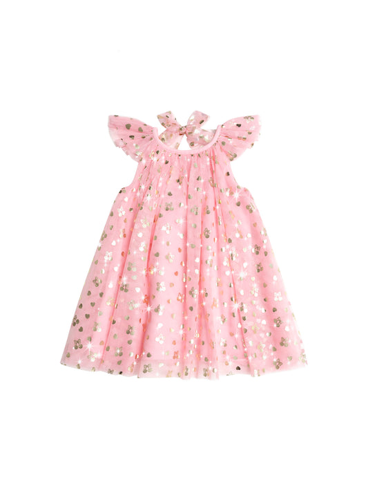 GOLDEN CHERRIES PRINCESS TULLE DRESS - APRICOT
