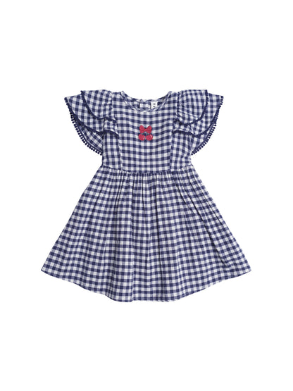 CHERRY PIE FRILL CHECK DRESS