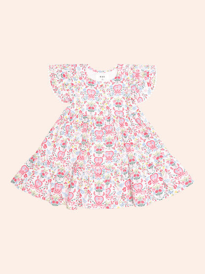 SCALLOP FLORAL FRILL DRESS