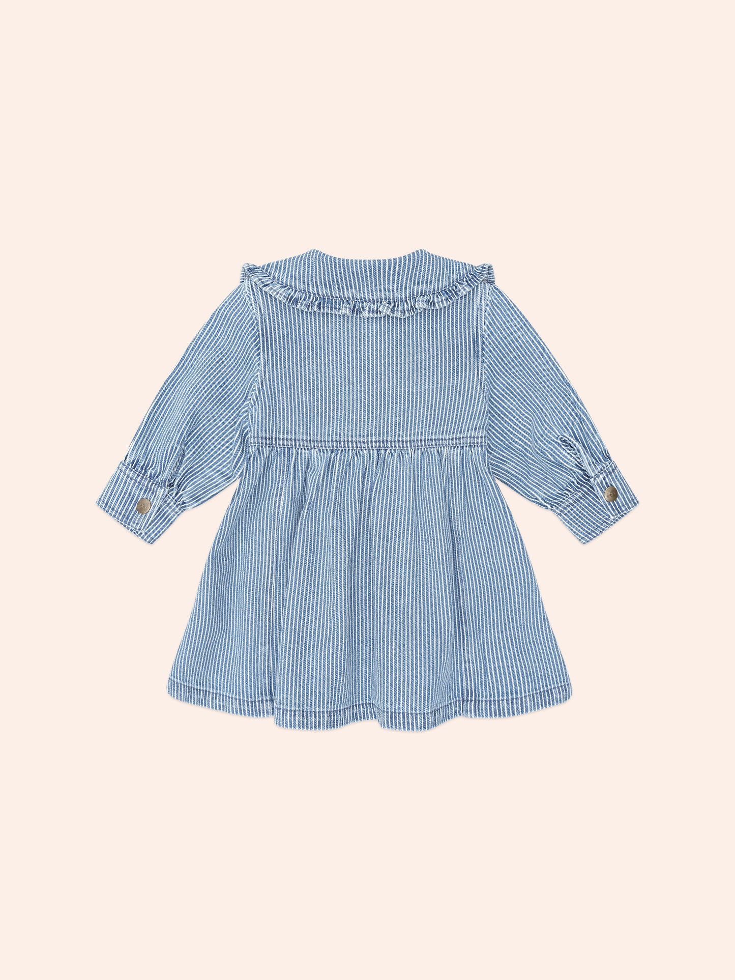 VINTAGE BOW COLLAR DENIM DRESS - BLUE STRIPE