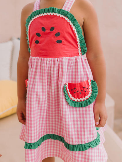 ONE-IN-A-MELON CHECK DRESS - SHERBET