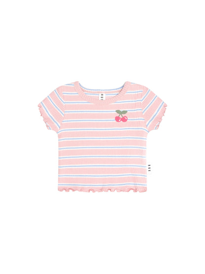 CANDY STRIPE RIB TEE - CANDY STRIPE