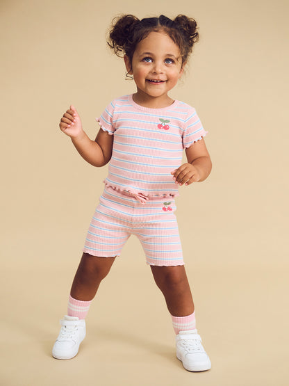 CANDY STRIPE RIB SHORT - CANDY STRIPE