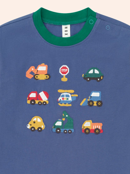 COLOUR BLOCK CONSTRUCTION TOP - VINTAGE BLUE