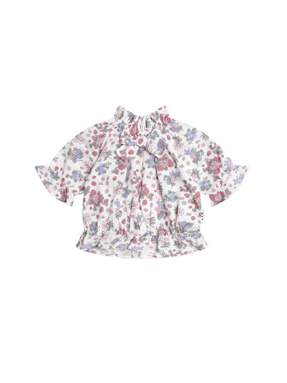 STRAWBERRY GARDEN PUSSYBOW BLOUSE - CREAM
