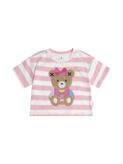 VARSITY HUXETTE BOXY TEE - STRAWBERRY STRIPE