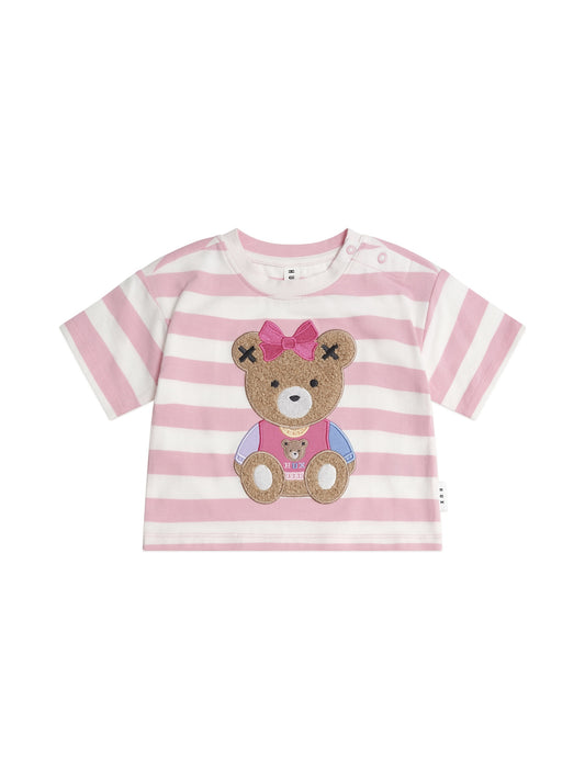 VARSITY HUXETTE BOXY TEE - STRAWBERRY STRIPE